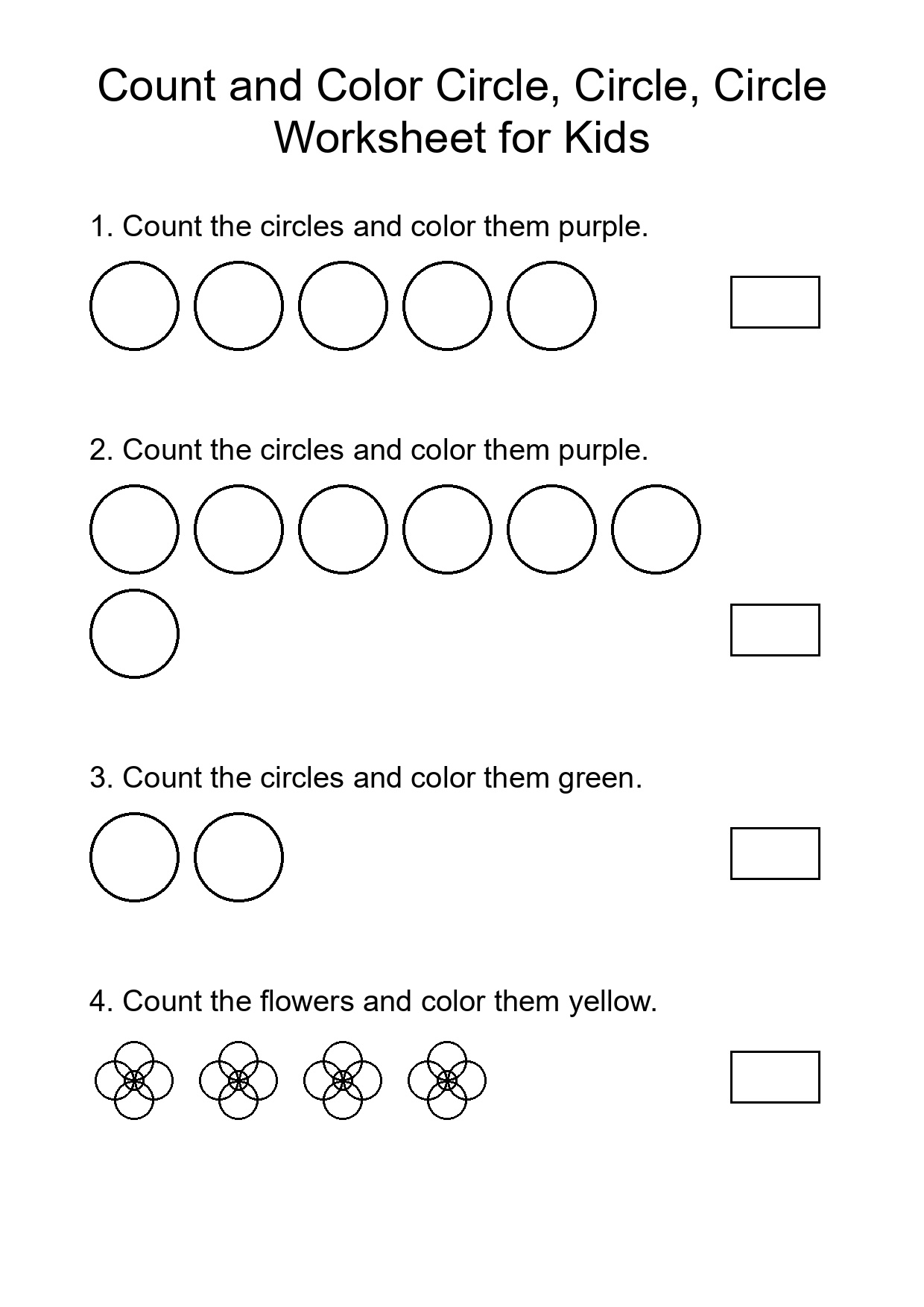 Count and Color Circle, Circle, Circle Worksheet for Kids