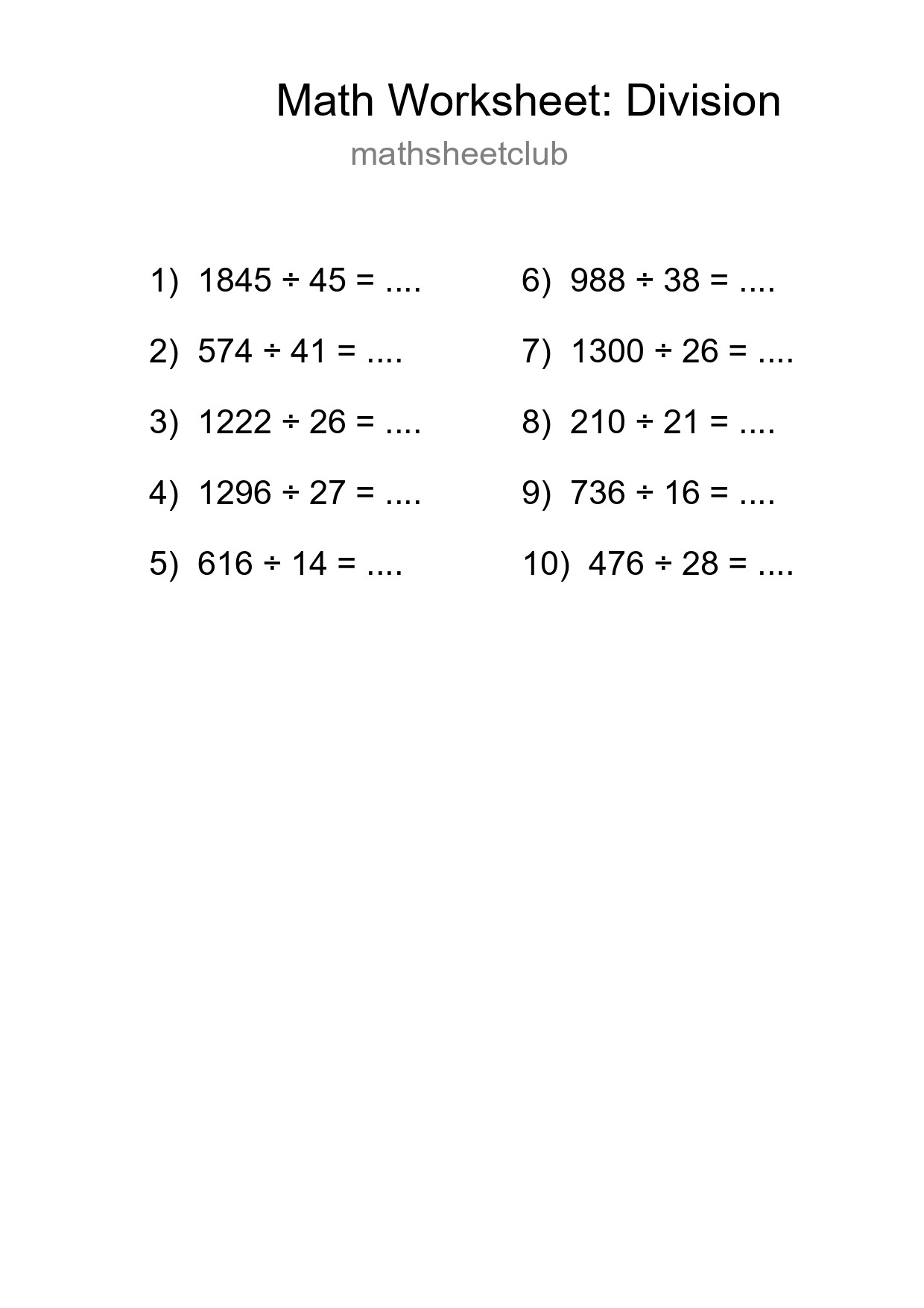 Free 10 Division Math Worksheet For Grade 2 - Part 147