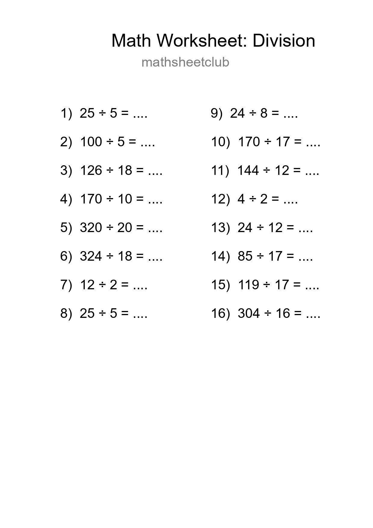 Free 16 Division Math Worksheet For Grade 2 - Part 158