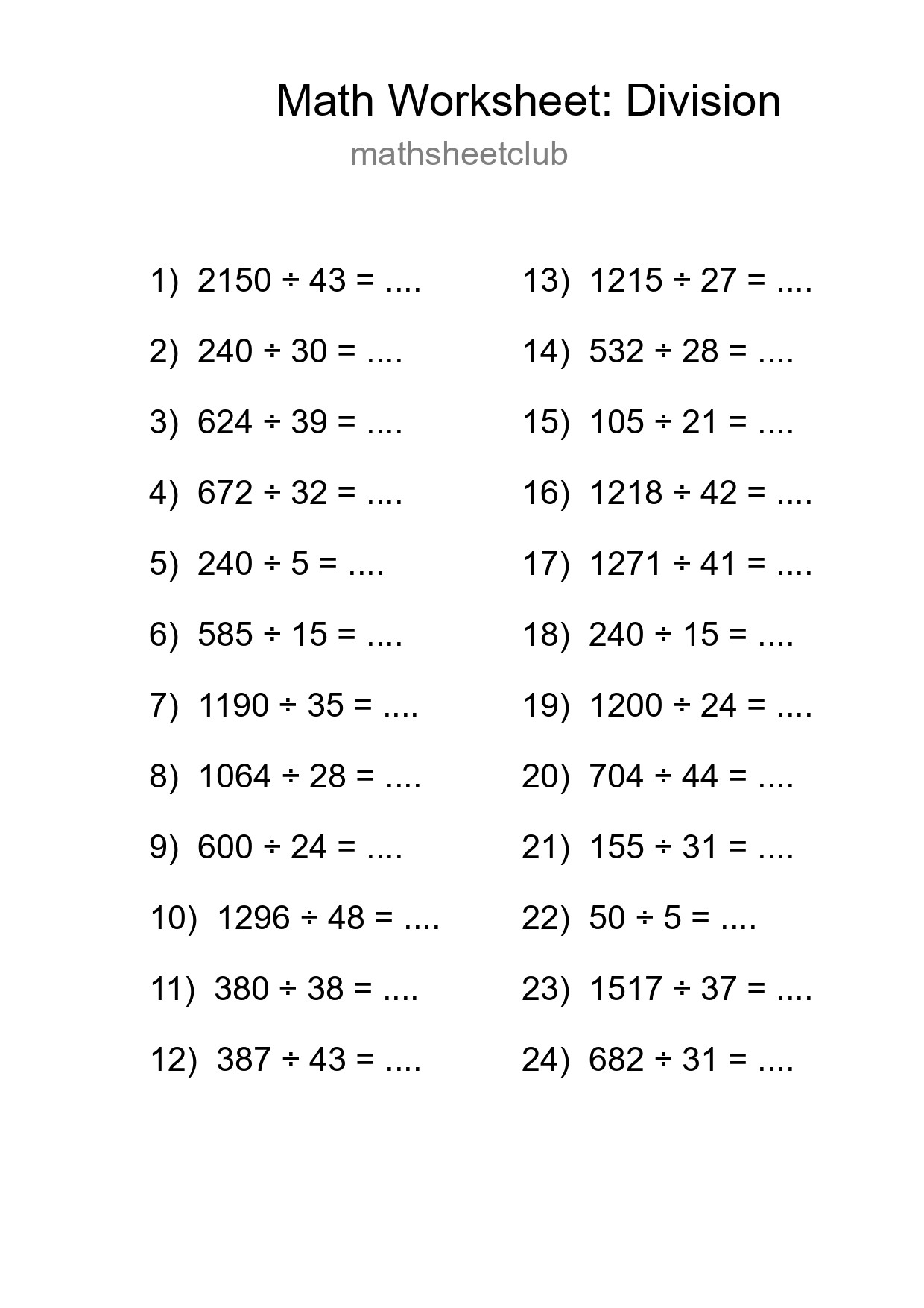 Free 24 Division Math Worksheet For Grade 2 - Part 169