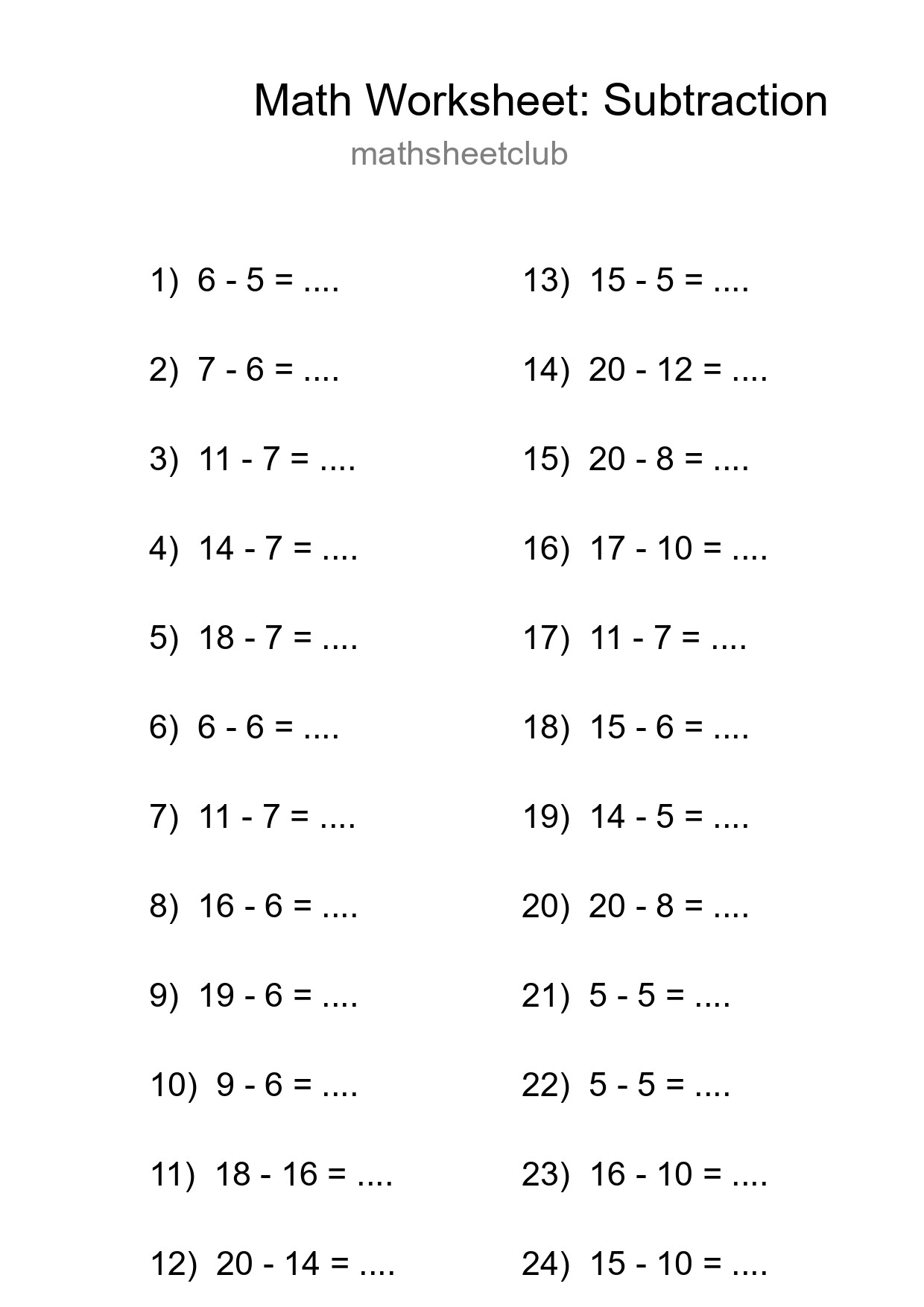 Free 24 Subtraction Math Worksheet For Grade 2 - Part 129