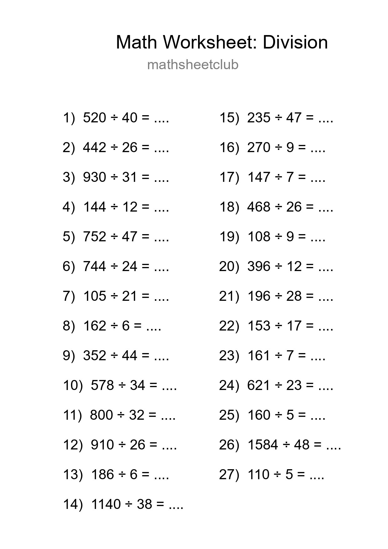 Free 27 Division Math Worksheet For Grade 2 - Part 136