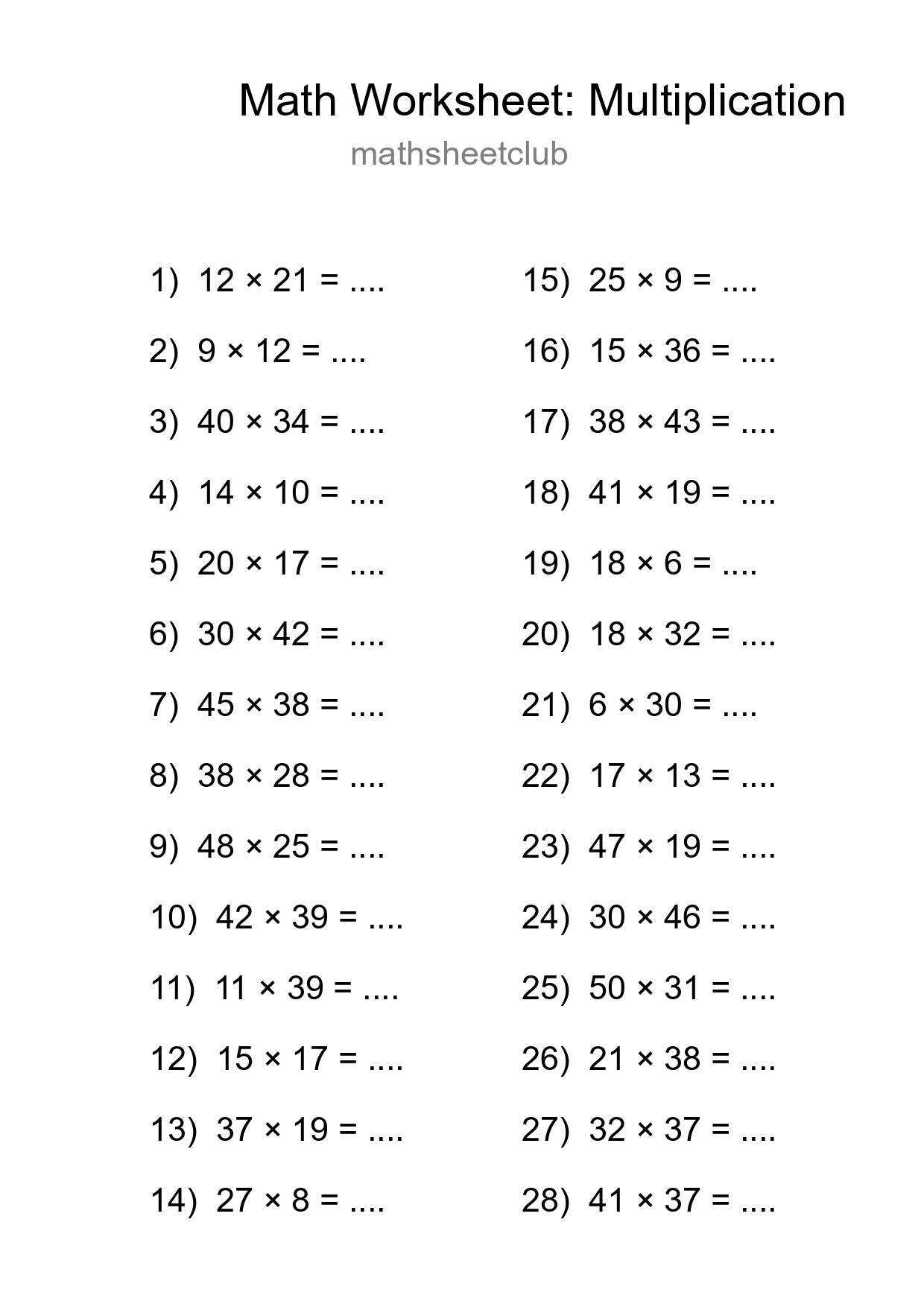 Free 28 Multiplication Math Worksheet For Grade 2 With Answers - Part 106