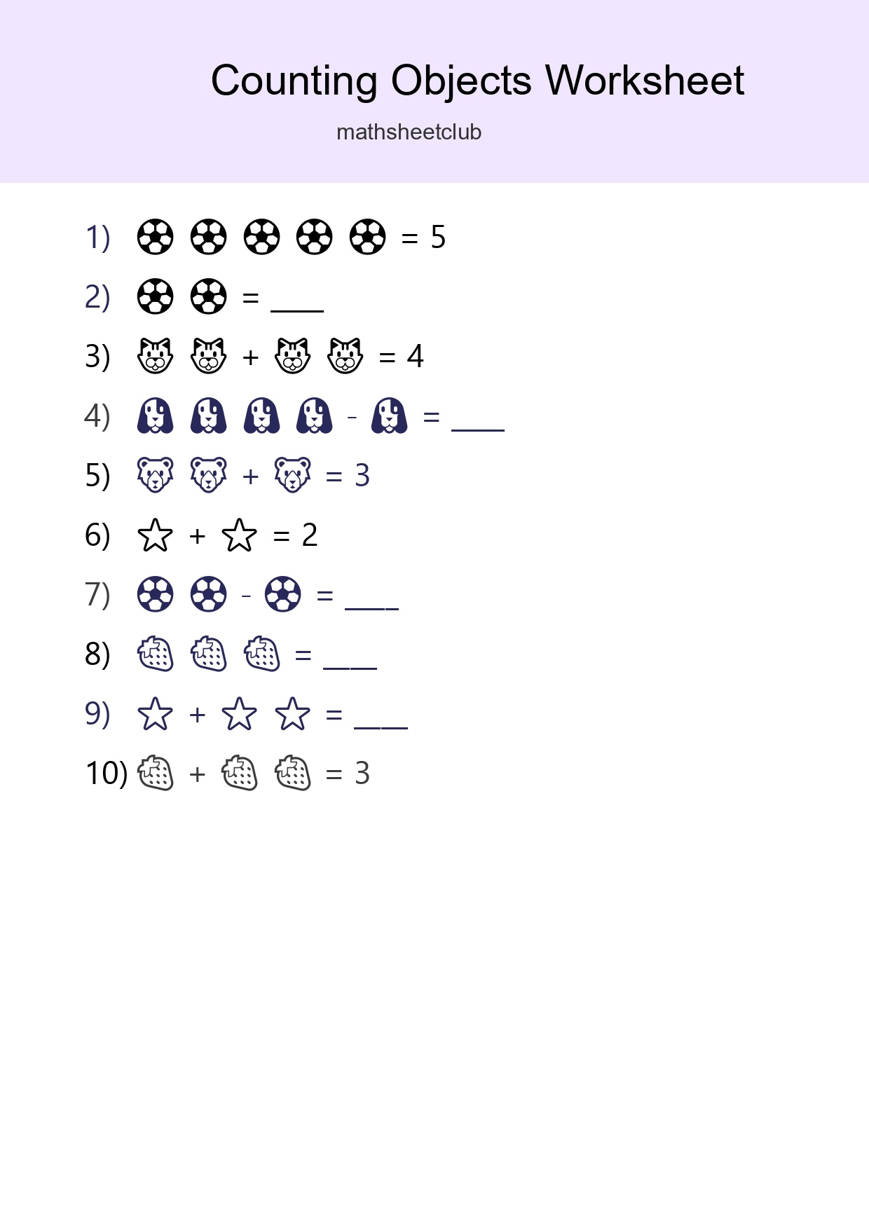 Free Counting Objects Worksheet For Pre-K - Part 102