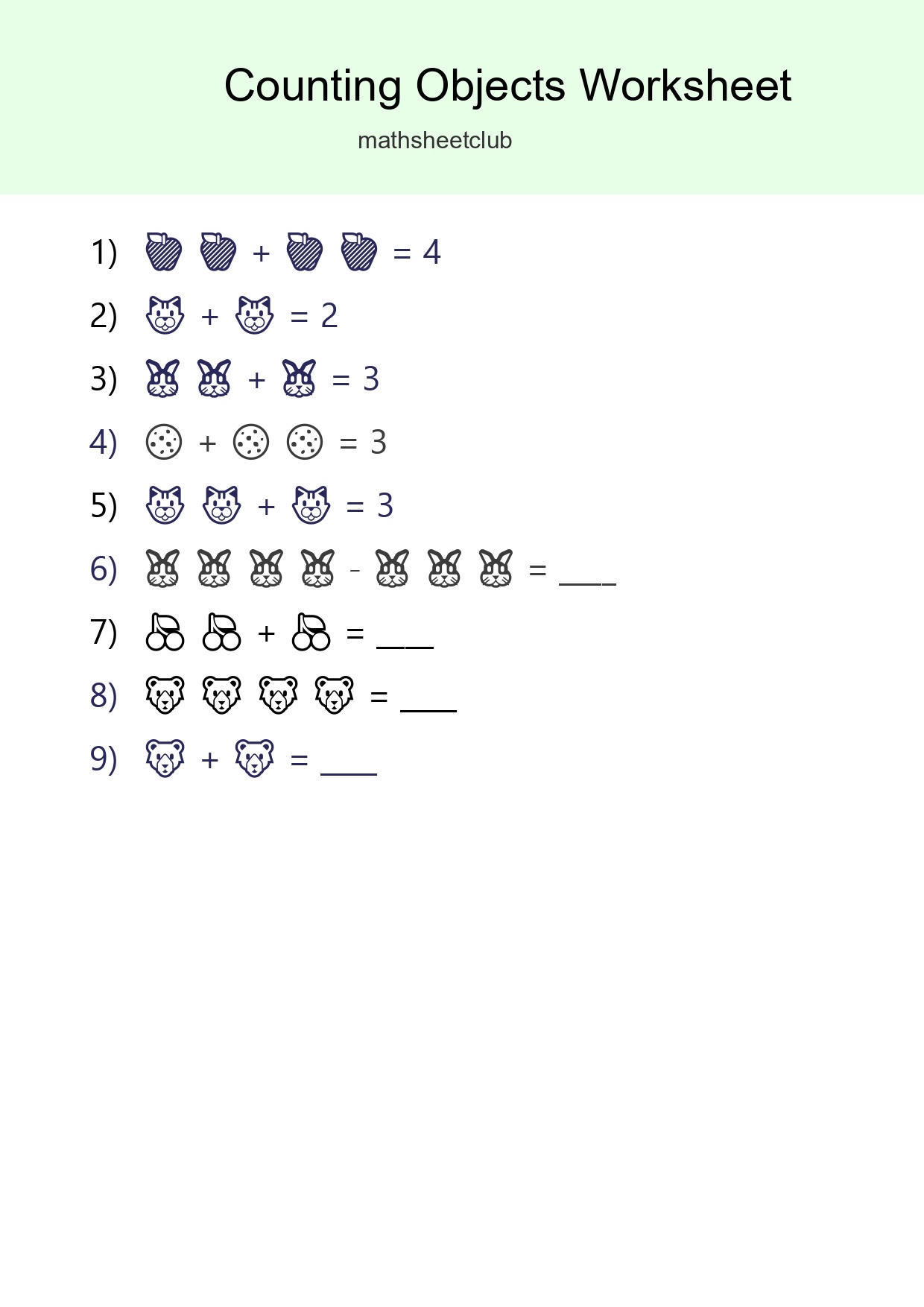 Free Counting Objects Worksheet For Pre-K - Part 245