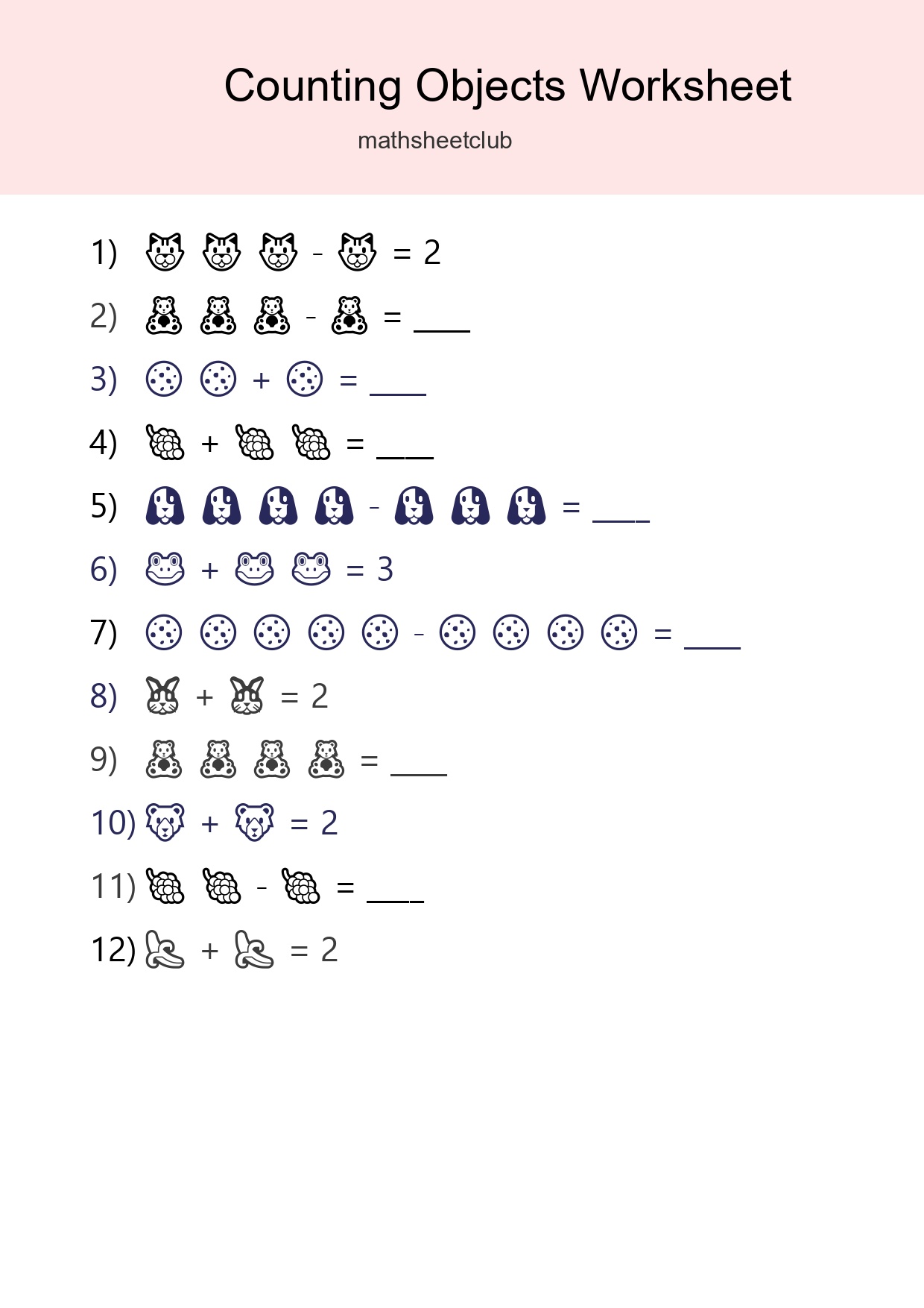 Free Counting Objects Worksheet For Pre-K Printable - Part 179