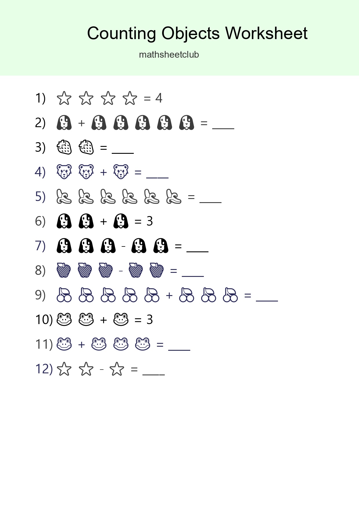 Kindergarten Count The Objects Worksheet - Part 201