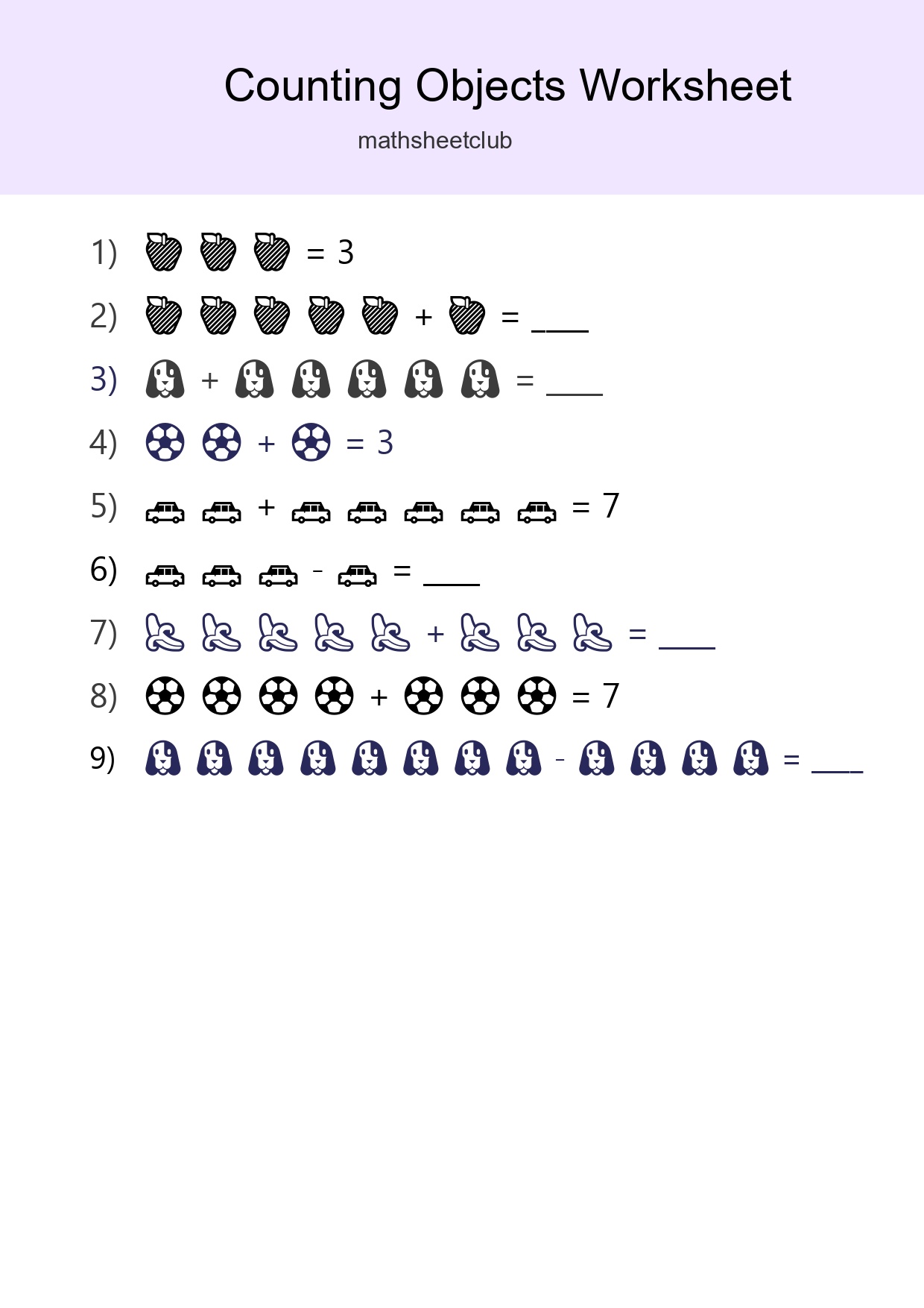 Learn Counting With Pictures Worksheet (Kindergarten) - Part 113
