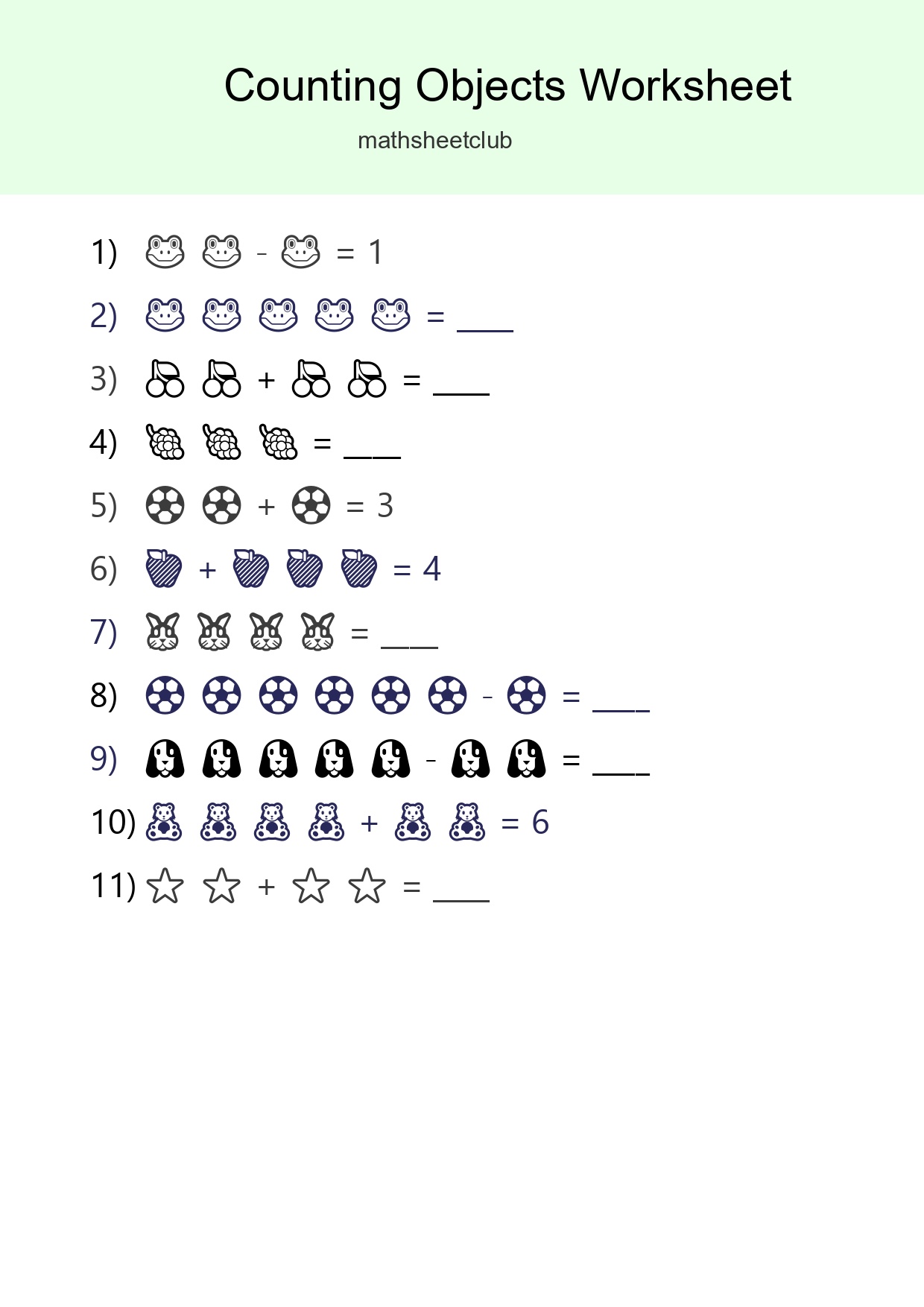 Learn Counting With Pictures Worksheet (Kindergarten) - Part 124