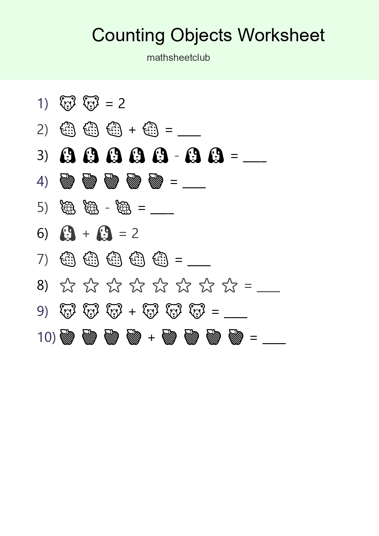 Learn Counting With Pictures Worksheet (Kindergarten) - Part 157