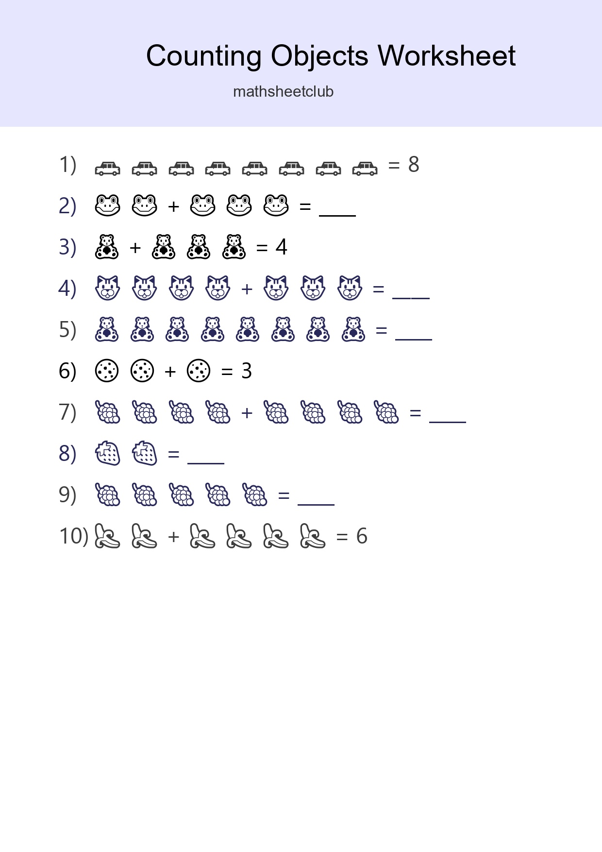 Learn Counting With Pictures Worksheet (Kindergarten) - Part 91